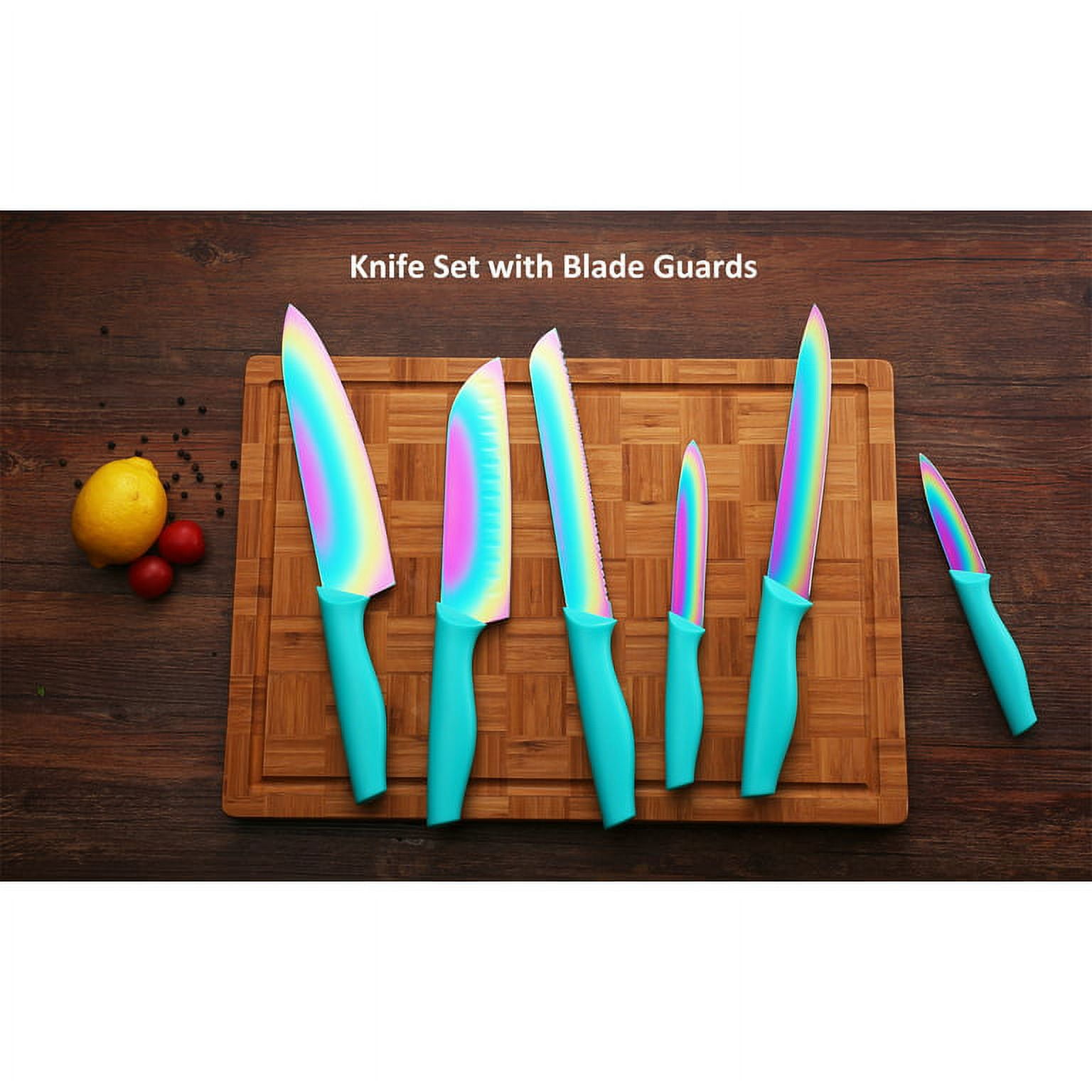 Marco Almond KYA36 6-Pieces Rainbow Knife Set with Blade Guards Dishwasher  Safe Kitchen Cutlery Set 