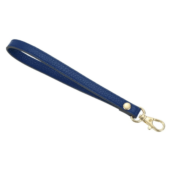 Leather Wristlet Strap, 190mm/7.48" Hand Wrist Strap for Clutch Wallet Keychain Bag DIY (Blue Black, Gold)