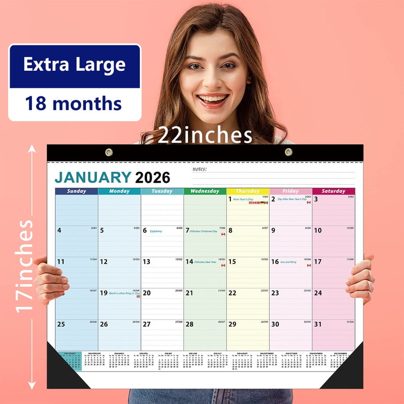 Desk Calendar 2026-2027 Large 22" x17", Wall Calendar from January 2026 - June 2027, Office Supplies Desktop Monthly Calendar for Home Classroom & Office or Teacher Gifts