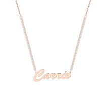 Personalized Planet Women's Hollywood Script Name Plaque CZ Chain Necklace