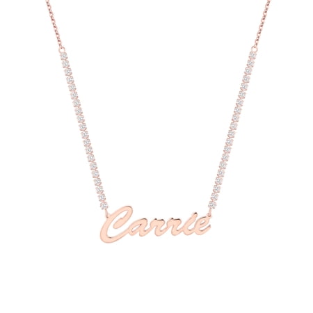 Personalized Planet Women's Hollywood Script Name Plaque CZ Chain Necklace
