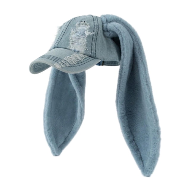Gorra de béisbol para mujer con orejas largas de conejo, ajustable, ideal para vacaciones de verano.