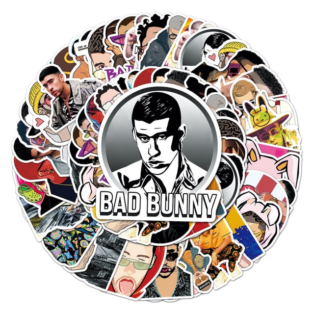 Set de pegatinas de vinilo con dibujos animados de Anime Bads Bunnys, 50 unidades, para agua