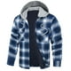 thumbnail image 1 of Chaqueta con capucha para hombre, camisa de franela a cuadros gruesos, abrigo de algodón de invierno de manga larga con forro acolchado y bolsillos, 1 of 2