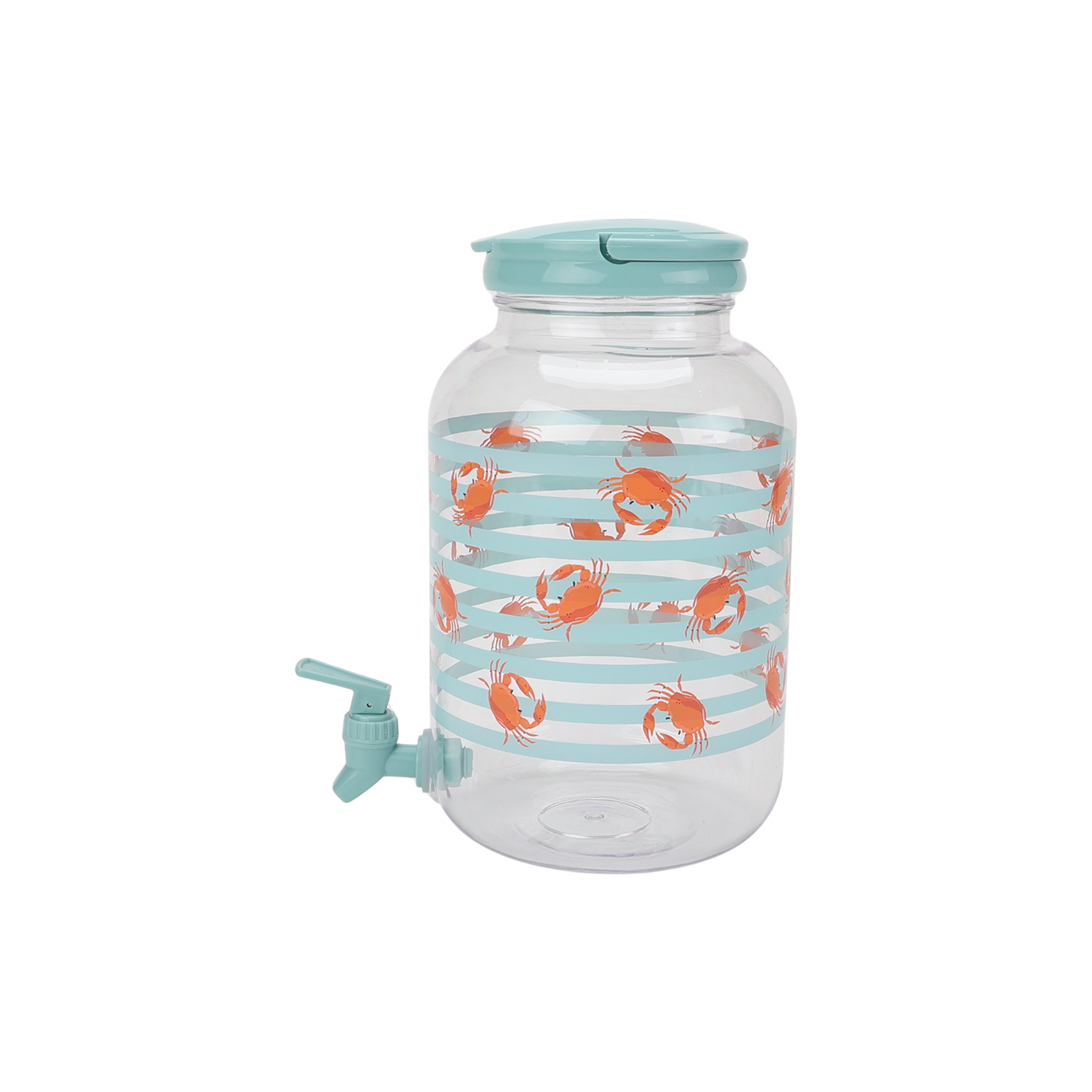 Mainstays Acrylic 1.2 Gallon Leak Proof Beverage Dispenser, Crab Pattern