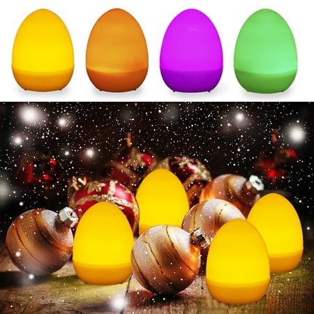 Worallymy 12Pcs Easter Eggs LED Lights Fake Egg Party Christmas Wedding Decoration Lamp Gift, Flashing, Warm White Light