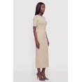 thumbnail image 2 of Women's Ribbed Knit Crew Neck Short Sleeve Dress with Side Slit, 2 of 3