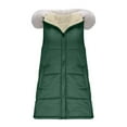 thumbnail image 4 of larppty Long Puffer Vest for Women Reversible Fleece Sherpa Jacket Sleeveless Hooded Zip Up Fur Trim Winter Coat Fall Vests Outerwear (Green, XL), 4 of 9