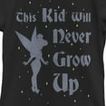 thumbnail image 2 of Girl's Peter Pan Tinker Bell Never Grow Up  Graphic Tee Black Large, 2 of 4