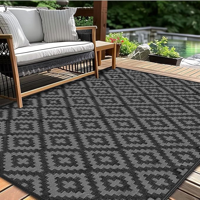 Outdoor Waterproof Patio Rug, Plastic Straw Carpet for Patio, Camping, Deck, RV