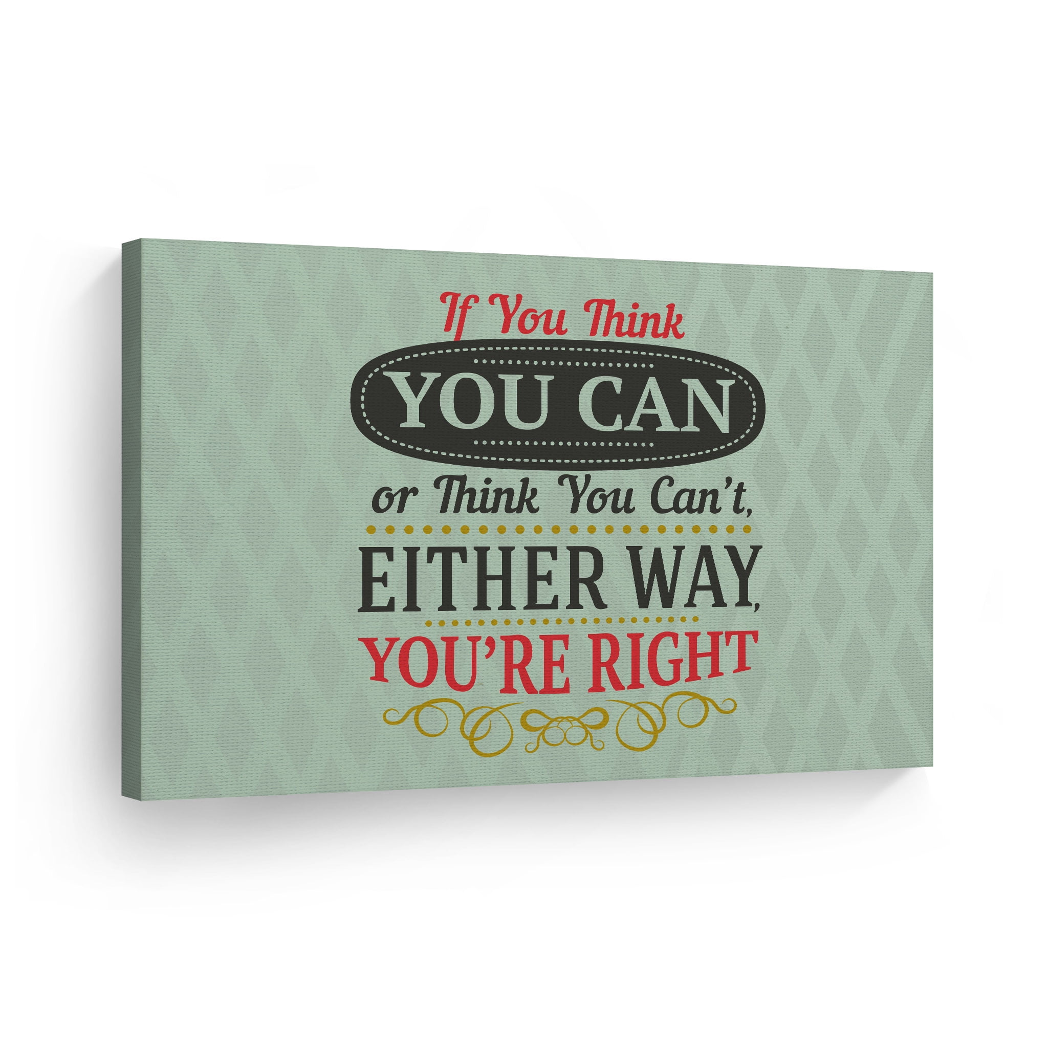 Smile Art Design If You Think You Can Quote Lettering Green Motivational  Canvas Wall Art Inspirational Wall Art Entrepreneur Quote Canvas Print  Modern Office Decor Artwork Gift Ready to Hang 8x12 -