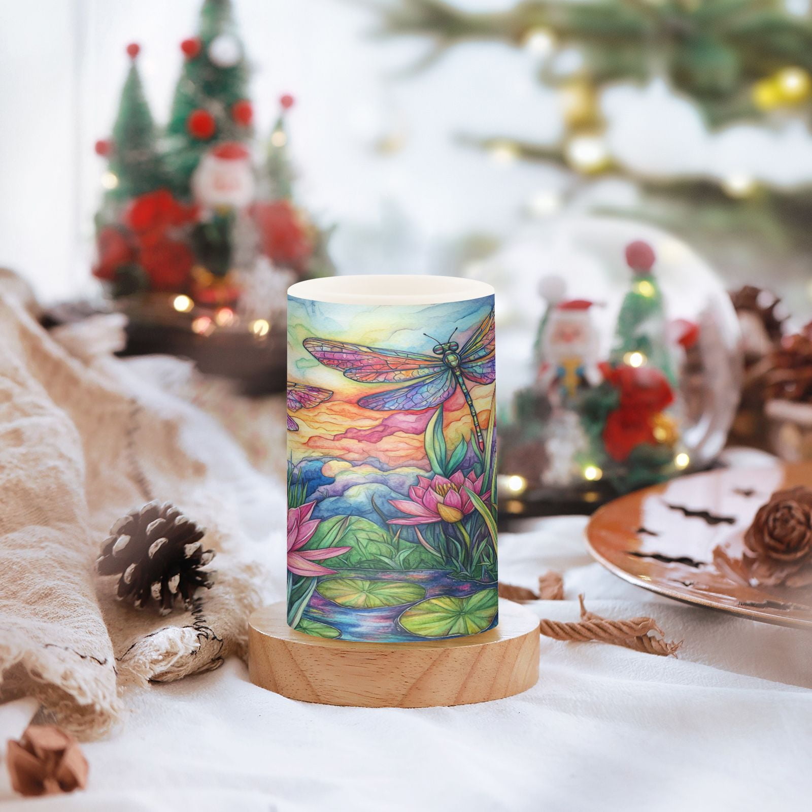BZSMCE Flameless Candles LED Lights Colorful Dragonflies Creativity Battery Candles