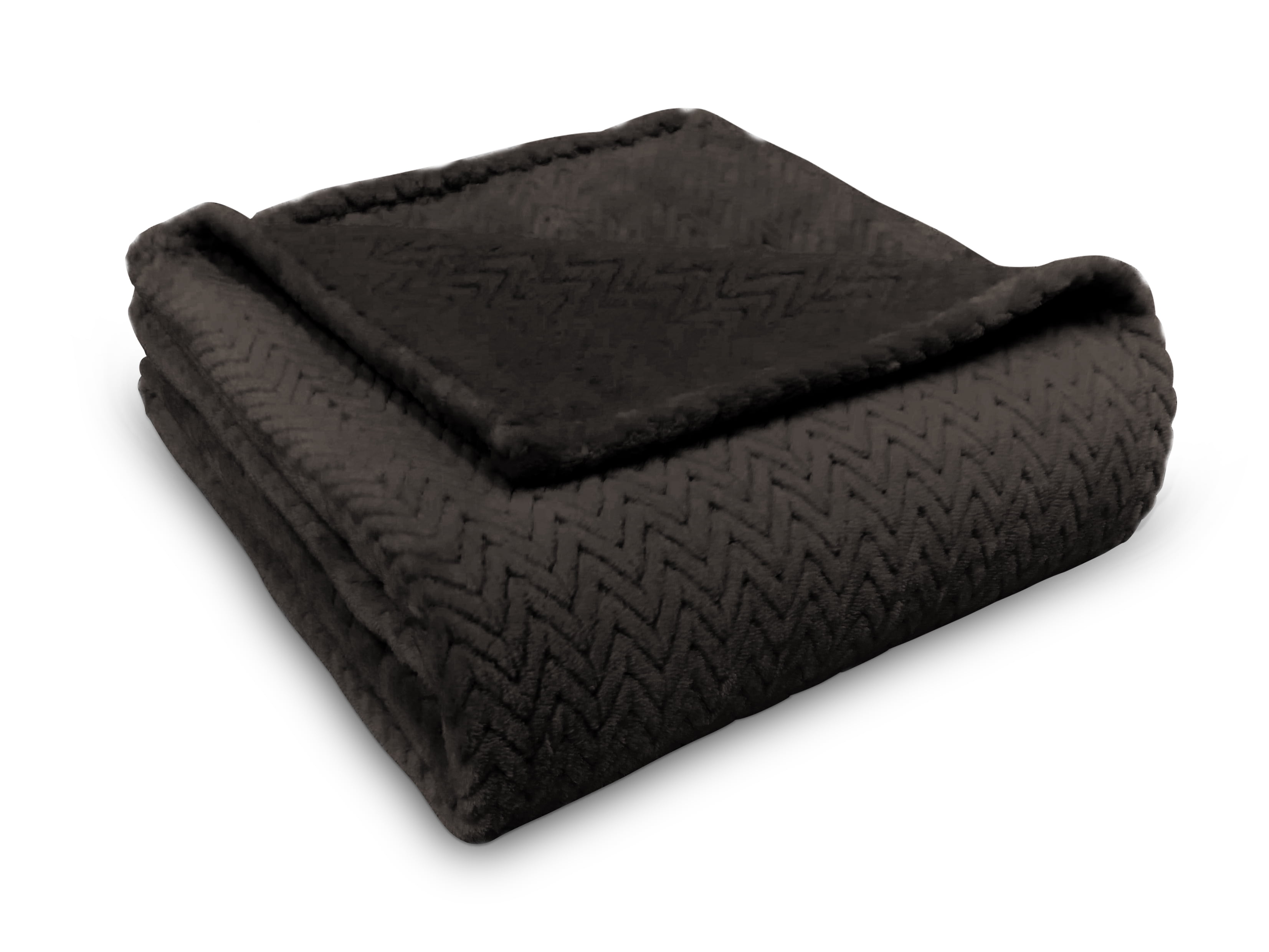 Plush Heaven Chevron Throw Black