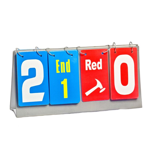 S SERENABLE Tabletop Curling Scoreboard designed for special training and dryland curling competitions. The scoreboard features a double-sided flip design with brightly colored numbers for clear visibility. It includes a sturdy base for stability and measures 35.8 cm x 3 cm x 18.8 cm (14.09 inches x 1.18 inches x 7.40 inches). Made from paper card material, it is suitable for various sports like curling, table tennis, badminton, and basketball.
