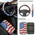 thumbnail image 3 of Jeiento American Flag 17 Piece Car Seat Covers With Floor Mats, Steering Wheel Cover, Armrest Pad, Seat Belt Covers, Coaster, and Keychain, Universal Fit for Most Vehicles, 4Th of July Auto Decor, 3 of 6