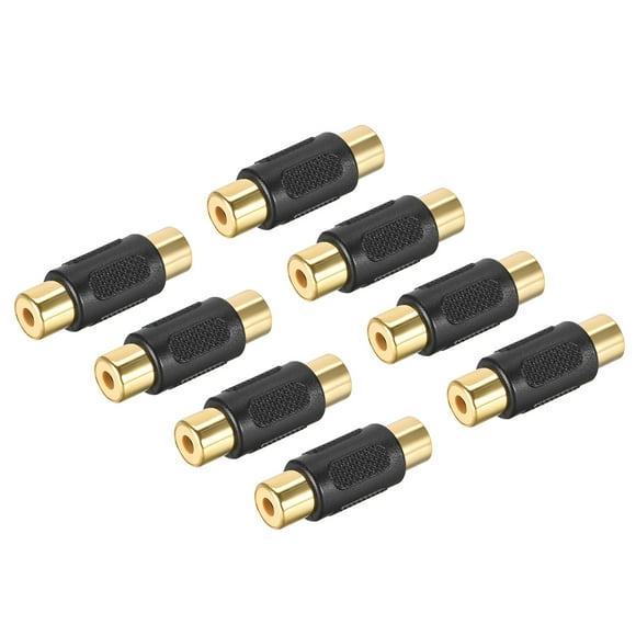 Unique Bargains RCA Female to Female Connector Mono Audio Video Cable Adapter Coupler Black 8pcs