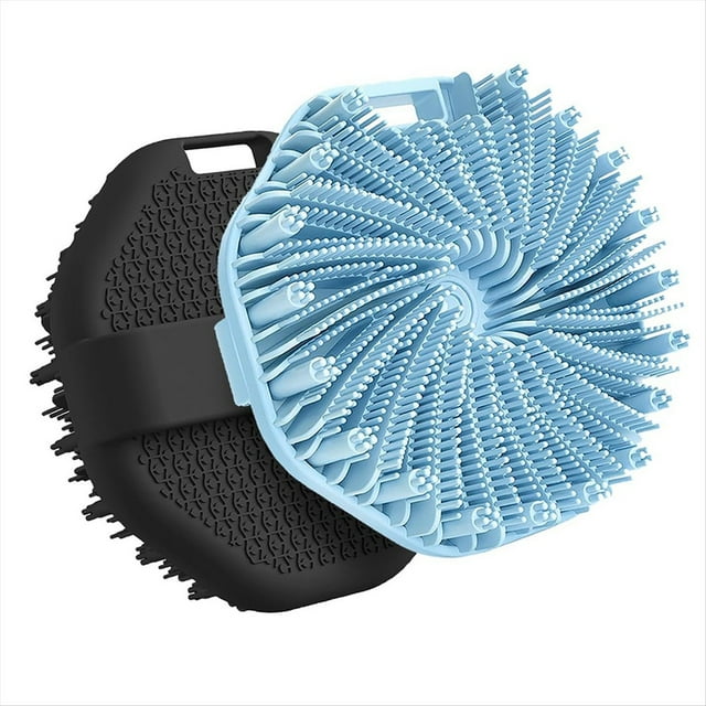 Cepillo de Baño de Silicona para Exfoliación Profunda, Cepillo para la Espalda, Cepillo Negro y Azul.