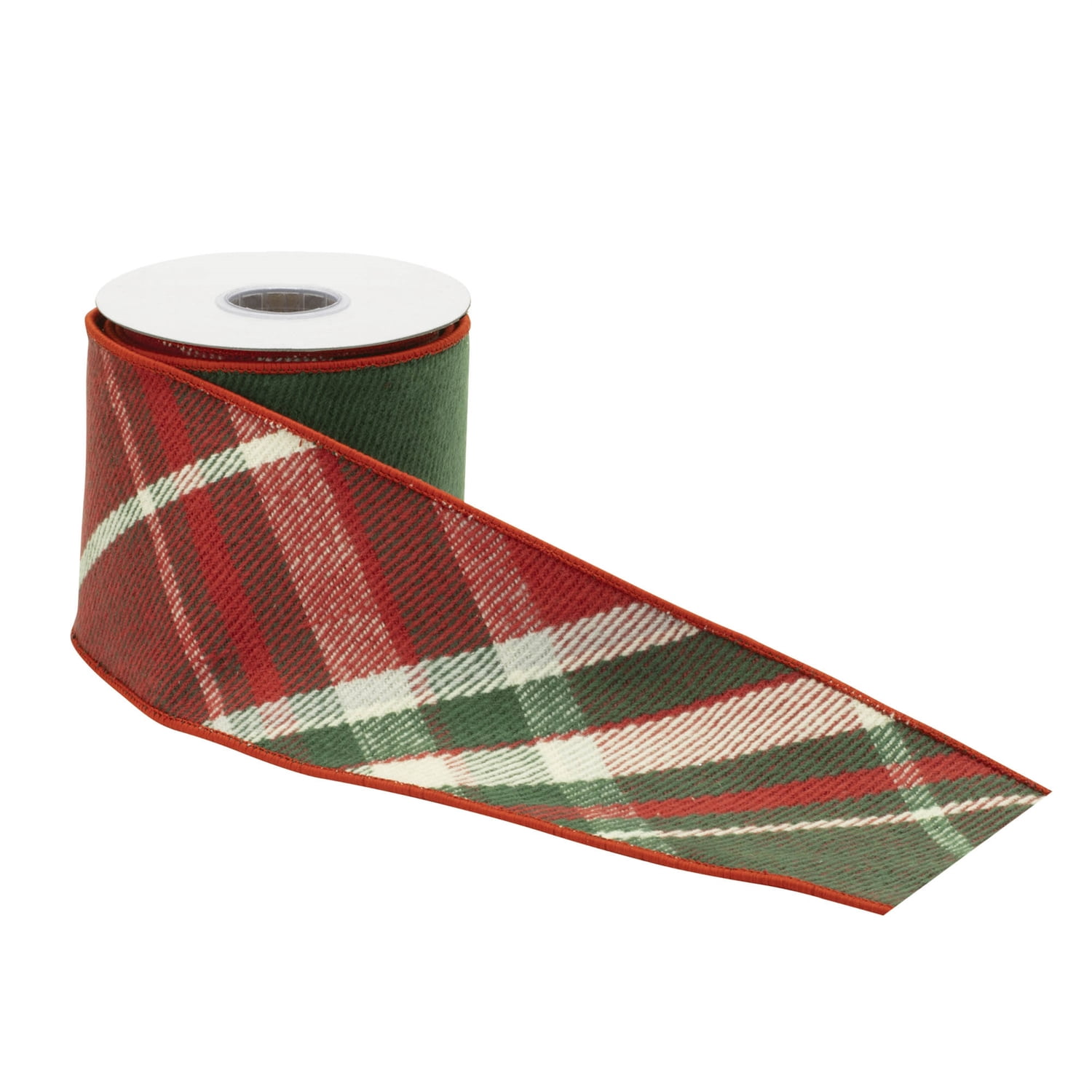 Melrose 95753DS 4 in. x 5 yards Wired Polyester, Red & Green