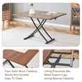 thumbnail image 3 of 4 in 1 Folding Dining Table, Modern Coffee Table with Walnut Textured Desktop & Black Metal Legs, Multifunctional Office Table, Rectangular Dressing Table for Living Room, Dining Room, Office, 3 of 9