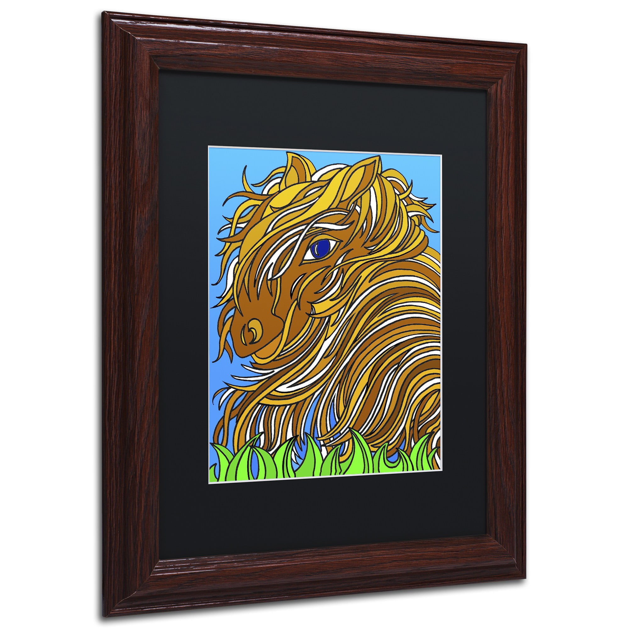 Trademark Fine Art "Harrington the Horse Alive" Canvas Art by Kathy G. Ahrens, Black Matte, Wood Frame