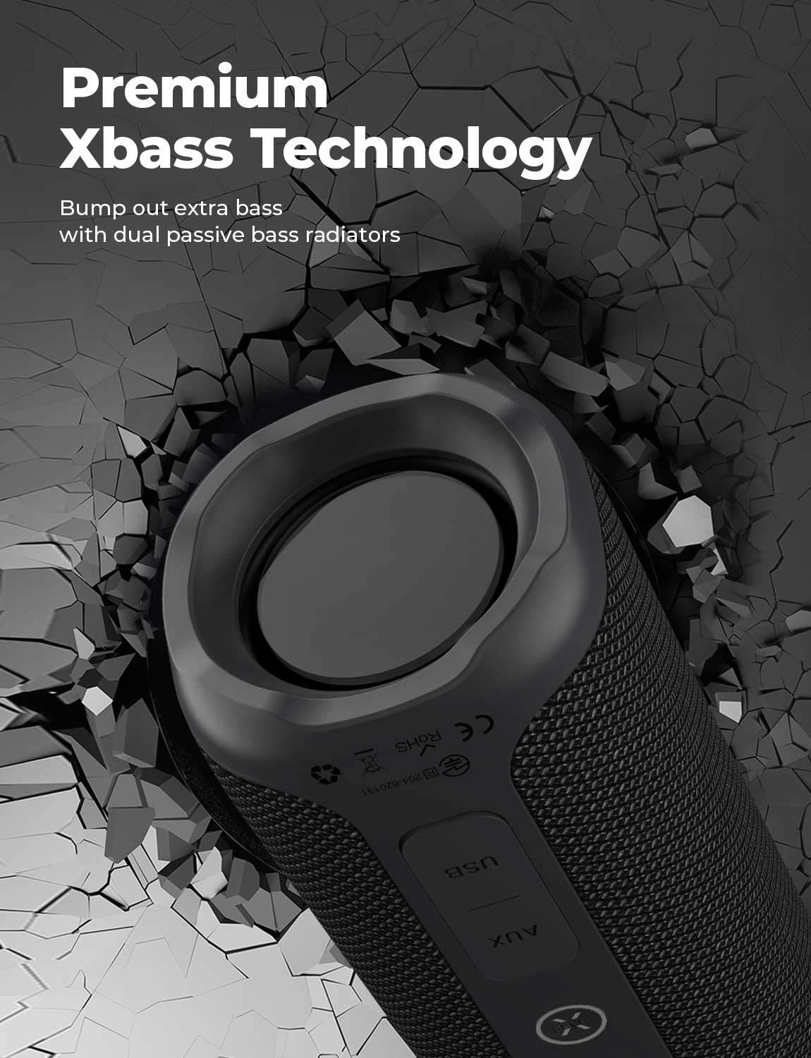 Tribit StormBox Bluetooth Speaker - 24W Portable Speaker, 360° Full Surround Sound, Enhanced Bass, Wireless Dual Pairing, IPX7 Waterproof, 20-Hour Playtime, 66ft Bluetooth Range Outdoor Speaker - image 3 of 7