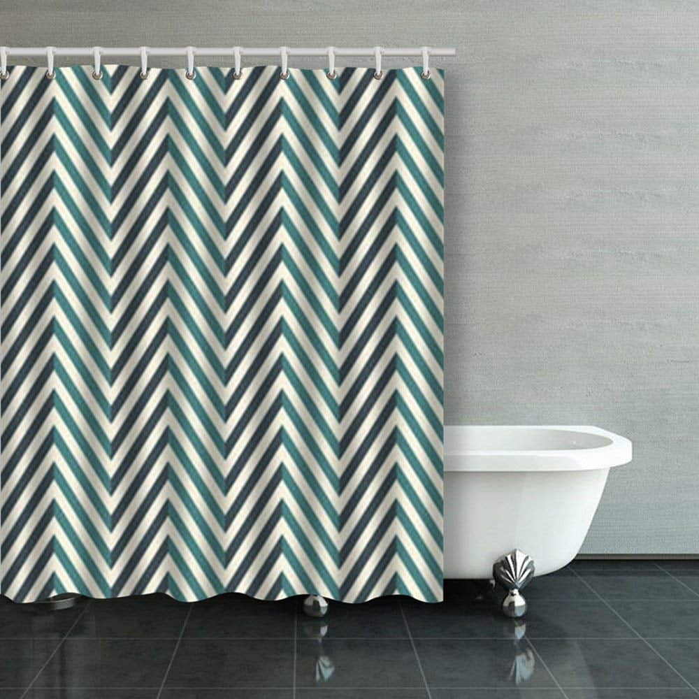 RYLABLUE Herringbone Abstract Blue Colors Seamless Shower Curtains