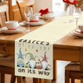 thumbnail image 5 of Beige Gnomes Easter Table Runner - 90 Inch Long Eggs Botanical Carrot Pastoral Cotton and Linen Blended Dress Scarves Farmhouse Table Runner for Kitchen Dining, Coffee Table, 13" x 90", 5 of 8