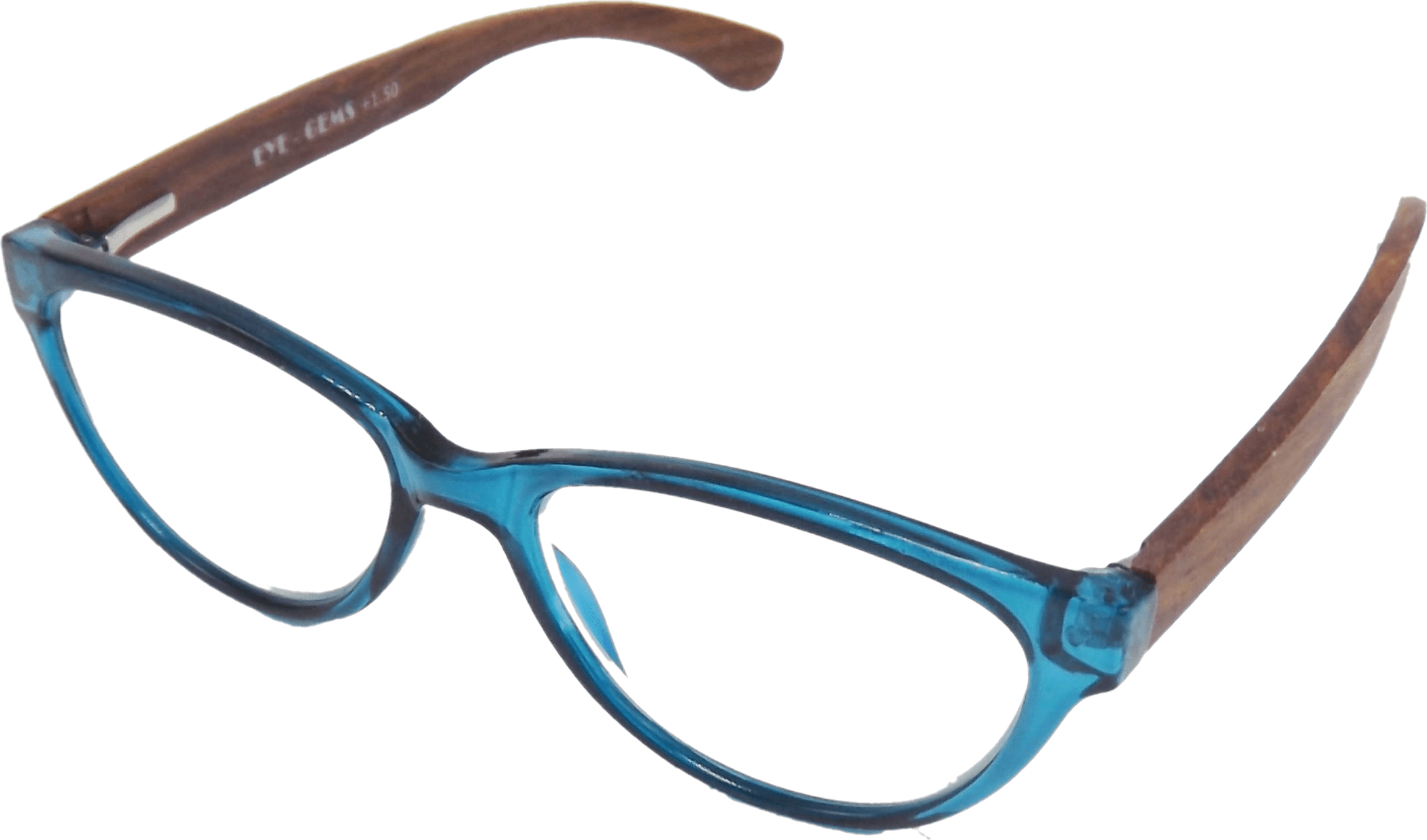 EYEGEMS Brand Blue Light Blocking Computer Reading Women Glasses +1.50 Eco Friendly Sustainable  Ladies Walnut Wood  Teal 3461