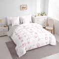 thumbnail image 2 of jejeloiu Pink Bowknot 7-Piece Twin Bedding For Girls,Watercolor Seashell Starfish Bedding Comforter Set,Pink White,Light Gray Reversible, 2 of 7