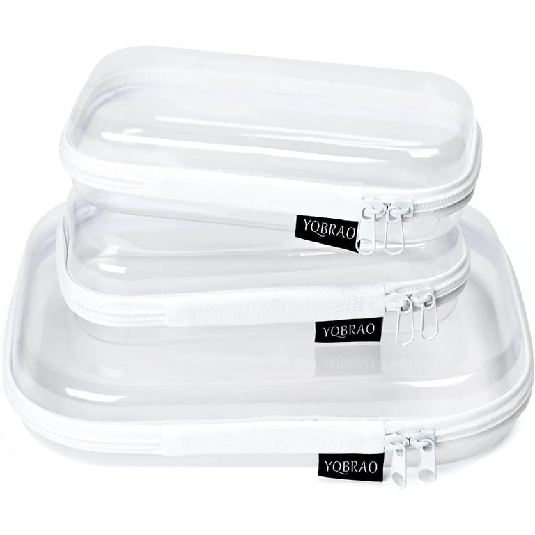 Set of 2 - Hard Sided Clear Zipper Case for Storage - Professional