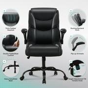 JONPONY Big and Tall Office Chair Wide Seat Ergonomic Computer Desk Chair High Back Executive Leather Chair Adjustable Task Chair Lumbar Back Support 8 Hours Heavy Duty Design,Black