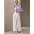 thumbnail image 2 of DARING DIVA Women's Satin Ruffle V Neck Long Sleeve Casual Blouse S Light Purple, 2 of 6