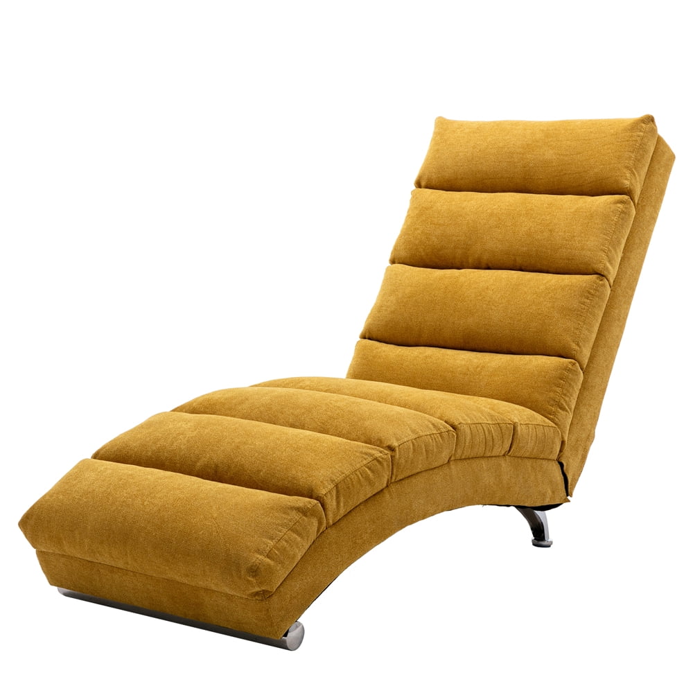 Modern Linen Chaise Lounge Indoor Chair, Upholstered Lounge Sofa Linen Massage Chaise Lounge, Comfortable Leisure Sofa Chair Suitable for Bedroom, Office or Living Room, Orange