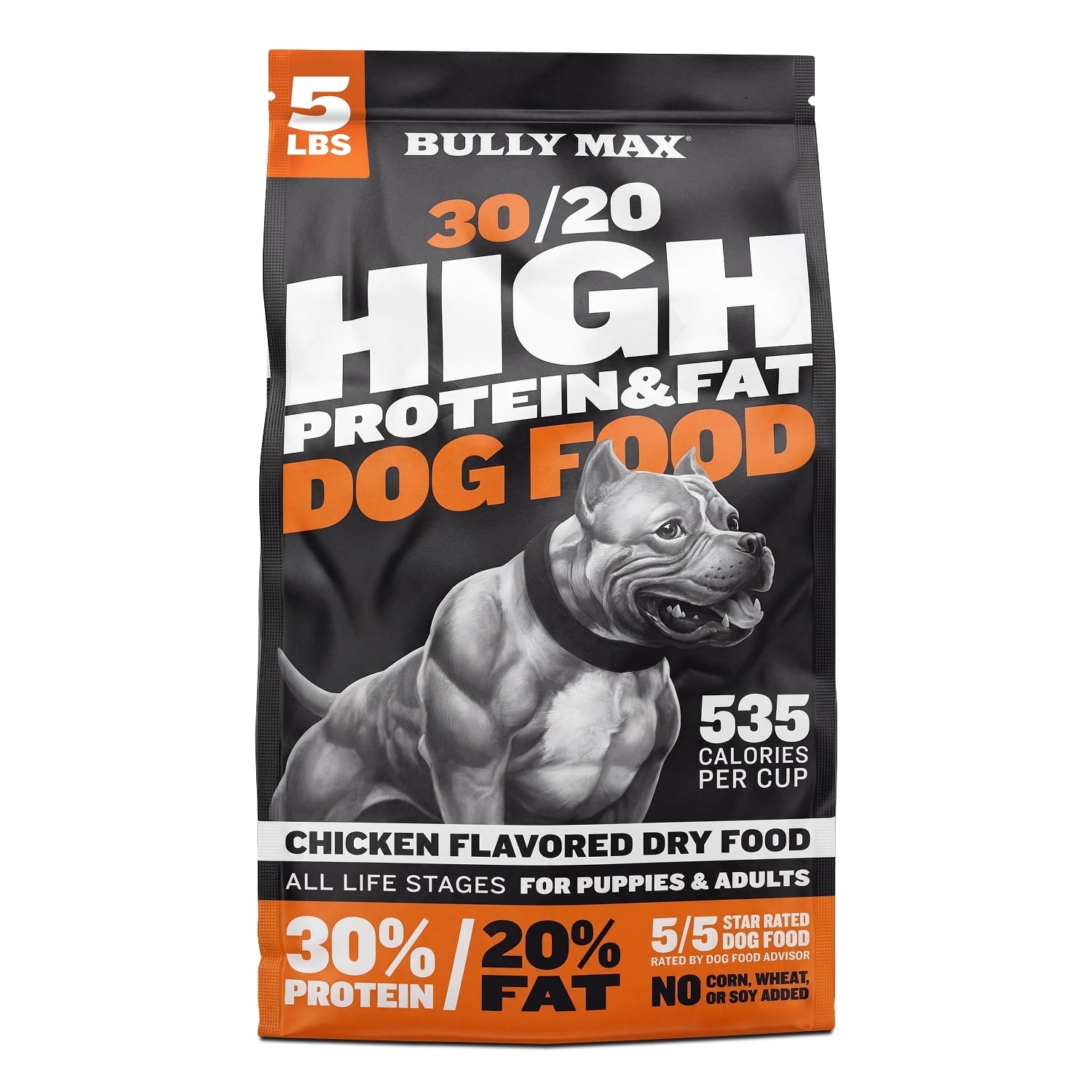 Bully Max 30/20 High Protein Chicken Flavored Dog Food, 5 lb Bag