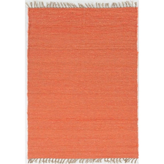Riverbay Furniture 7'10" x 10'4" Hand Woven Wool Area Rug in Coral