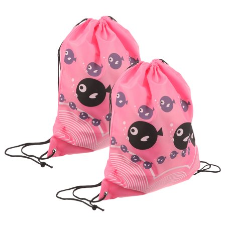 PAMINGONO 2Pcs Sports Gym Bag Pink 16.5x13.4in Oxford Cloth Adjustable Drawstring Straps for Gym Yoga Outdoor Activities
