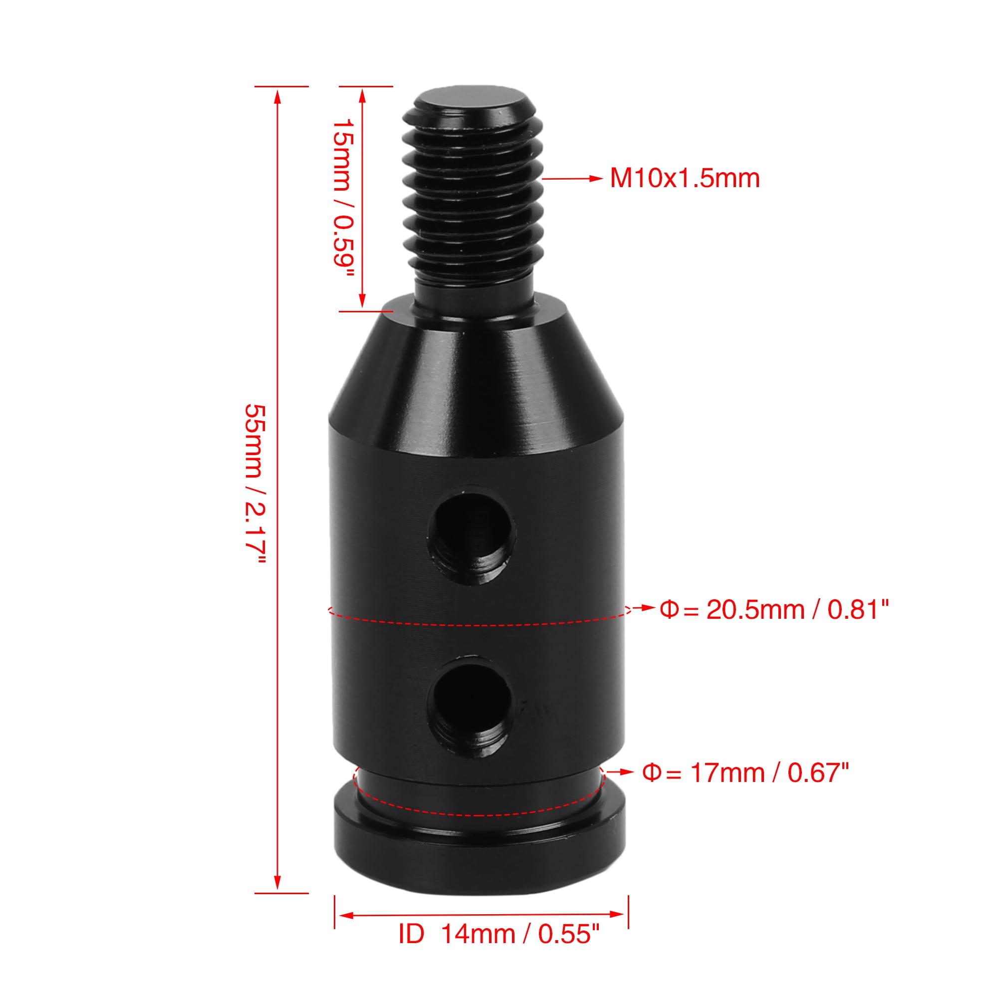Unique Bargains M10 x 1.5 Auto Black Gear Shift Knob Adapter for Non Threaded Shifter