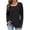 Black, variant on Zynoxe Womens Casual Sweatshirt Trendy Fall Soft Comfortable Vertical Wale Rib Round Neck Button Up Long Sleeve Flowy Tops for Daily Wear Black M