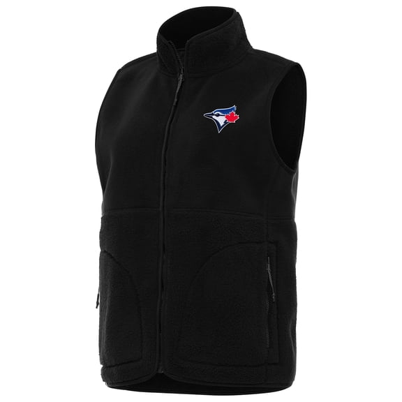 Women's Antigua Black Toronto Blue Jays Nostalgic Full-Zip Vest