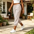thumbnail image 6 of cfhntfmh Capri Jogger Pants for Women Elastic Waist Mid Rise Golf Pants Summer Lightweight Pants for Travel, 6 of 7