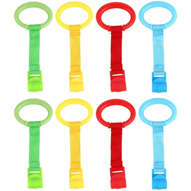 8 piezas de aro colgante para cuna de aprendizaje para bebés, aro de tracción manual para cuna de niños pequeños