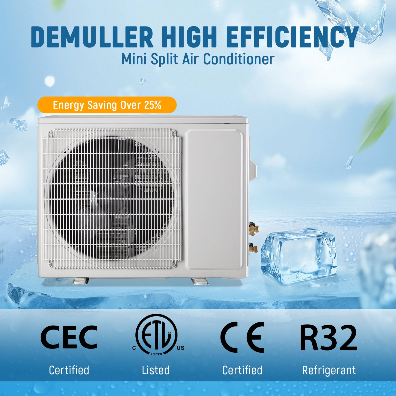 12000 BTU Mini Split Air Conditioner& Heater, Inverter Split AC 17 SEER2 Energy Saving 115V Cools Rooms up to 750 Sq.Ft Remote Control Included