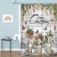 thumbnail image 3 of Christmas Floral Shower Curtain for Bathroom, Vintage Rustic Christmas Green Red Floral Flowers Butterfly on Barn Wood Shower Curtain Set, Christmas Shower Curtains with Hooks, 72X72in, 3 of 4