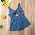 thumbnail image 5 of Douhoow Toddler Girls Bandage Romper Blue Bow Belt Backless Jumpsuit One-piece Clothes 1-6Y, 5 of 9