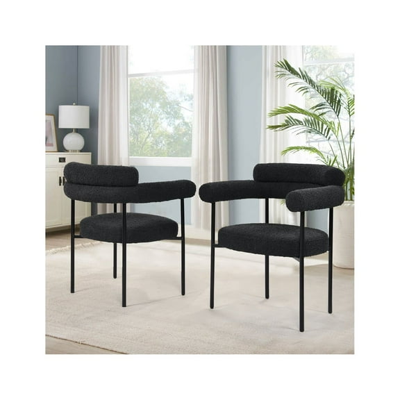 Granada Black Metal Boucle Arm Chairs (Set of 2)