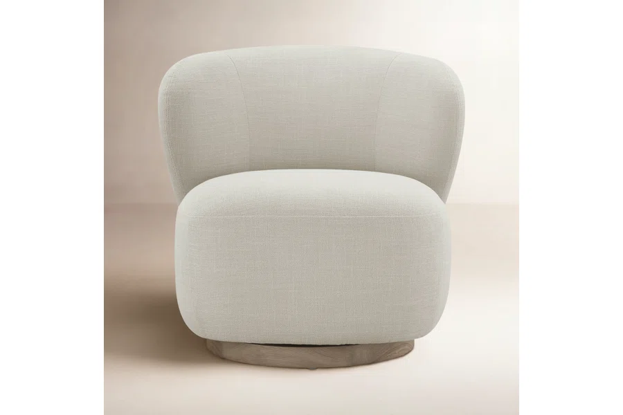 Spruce & Spring 30" Wide Upholstered Swivel Barrel Accent Chair for Living Room & Bedroom, Gray Fabric