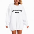 thumbnail image 5 of Towmus Women's Los Angeles Crewneck Sweatshirt Casual Long Sleeve Raglan Shirts Cool Letter Print Pullover Tops, 5 of 5