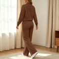 thumbnail image 5 of Floleo Women's Collared Button Front Top and Pants Set with Pockets Elastic Waist Long Sleeve Solid Color Loose Fit for Work Travel Home Daily Wear, 5 of 6