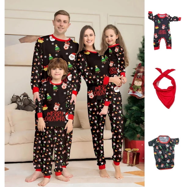 Conjunto de pijama con estampado navideño para padres e hijos, Top de manga larga con cuello redondo y pantalones con cintura elástica, ropa de dormir y ropa de estar por casa xuanjing unisex