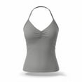 thumbnail image 4 of Tqcoqu Camisole with Built in Bra for Women,V neck Halter Tank Tops Fit Undershirts,Gray Women's S-XXL, 4 of 9